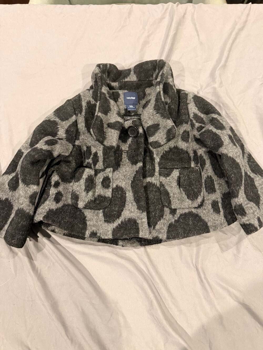 BabyGap Leopard Print Coat 6-12 Months Grey